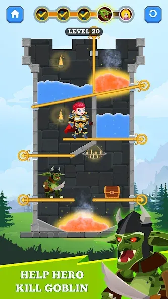 Hero Rescue — последняя версия с модом (Безлимитные монеты и подсказки) — скриншот 2 Hero Rescue — последняя версия с модом (Безлимитные монеты и подсказки) — скриншот 2