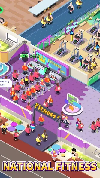 Скачать Fitness Club Tycoon последней версии — Безлимитные деньги и энергия — скриншот 2 Скачать Fitness Club Tycoon последней версии — Безлимитные деньги и энергия — скриншот 2