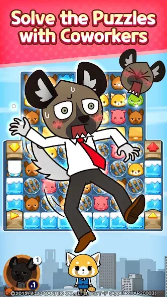 Aggretsuko : Match 3 Puzzle — скачать мод: Безлимитные монеты и жизни — скриншот 2