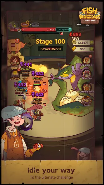 Скачать Fish Kingdoms: Idle Arena бесплатно — Безлимитные ресурсы и быстрый прогресс — скриншот 4