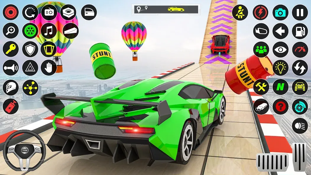GT Car Stunt Race: Mega Ramps на телефон — скачать мод: Безлимитные деньги и все машины открыты — скриншот 1