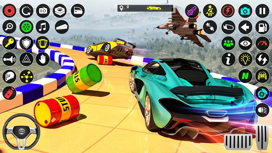 GT Car Stunt Race: Mega Ramps на телефон — скачать мод: Безлимитные деньги и все машины открыты — скриншот 2