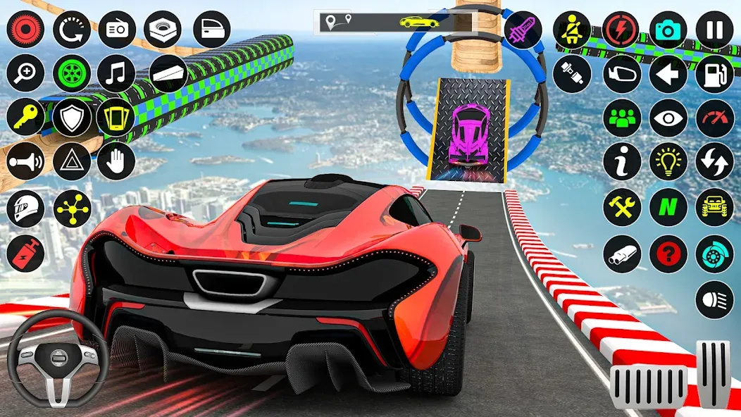 GT Car Stunt Race: Mega Ramps на телефон — скачать мод: Безлимитные деньги и все машины открыты — скриншот 4