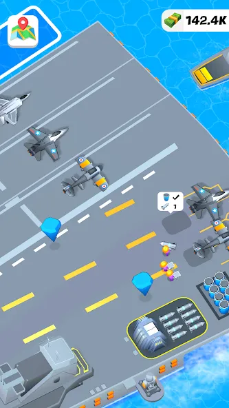 Idle Aircraft Carrier MOD APK: Безлимитные деньги и топливо — скриншот 2