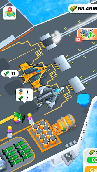 Idle Aircraft Carrier MOD APK: Безлимитные деньги и топливо — скриншот 4
