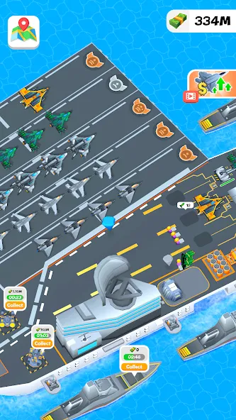 Idle Aircraft Carrier MOD APK: Безлимитные деньги и топливо — скриншот 5