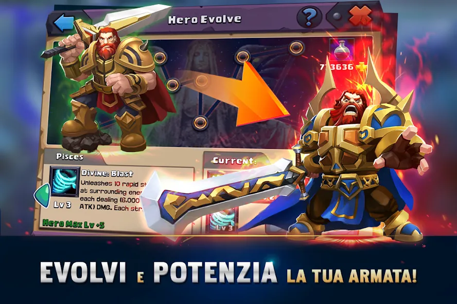 Clash of Lords 2: Italiano MOD APK: Безлимитные ресурсы и усиленные герои — скриншот 3