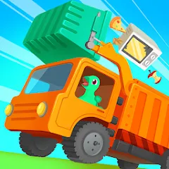 Dinosaur GarbageTruck:for kids MOD APK скачать на Андроид — Все мусоровозы и уровни открыты