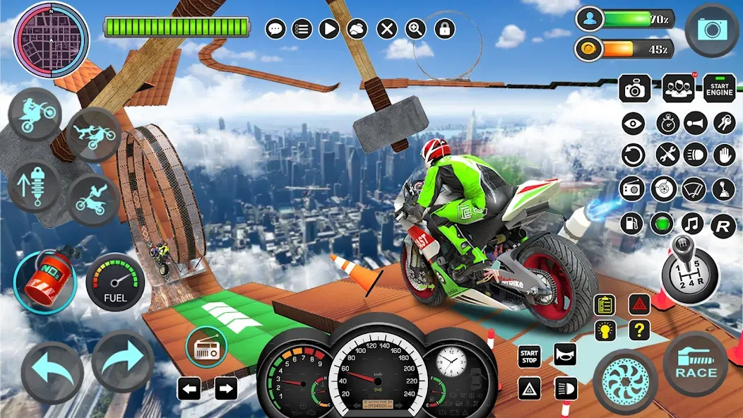 Скачать Mega Ramp Bike Stunts Games 3D мод — Безлимитные деньги и все байки открыты — скриншот 2 Скачать Mega Ramp Bike Stunts Games 3D мод — Безлимитные деньги и все байки открыты — скриншот 2