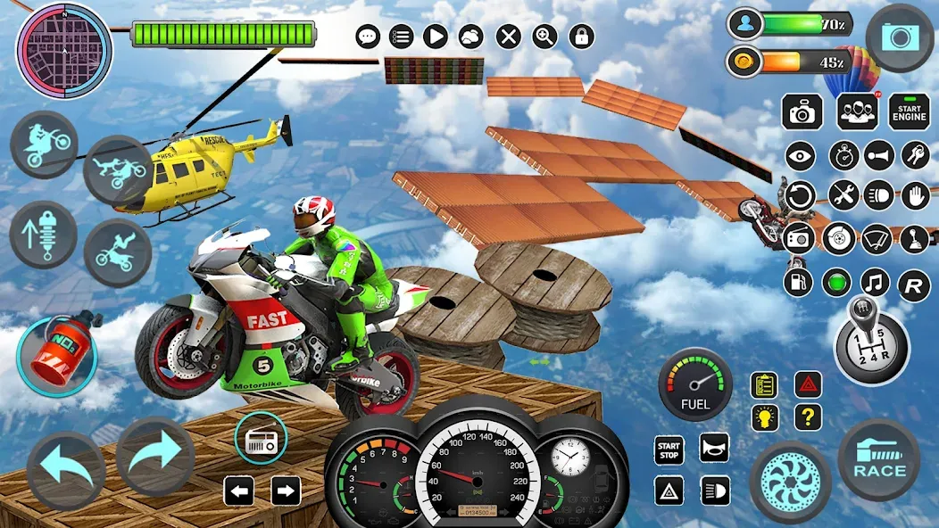 Скачать Mega Ramp Bike Stunts Games 3D мод — Безлимитные деньги и все байки открыты — скриншот 3 Скачать Mega Ramp Bike Stunts Games 3D мод — Безлимитные деньги и все байки открыты — скриншот 3