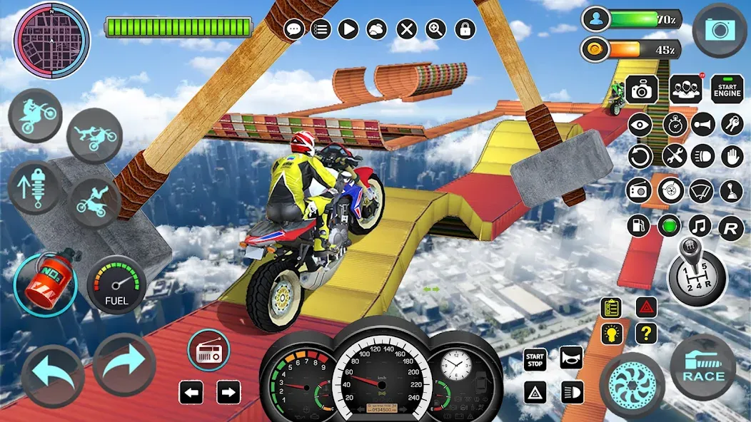 Скачать Mega Ramp Bike Stunts Games 3D мод — Безлимитные деньги и все байки открыты — скриншот 4 Скачать Mega Ramp Bike Stunts Games 3D мод — Безлимитные деньги и все байки открыты — скриншот 4