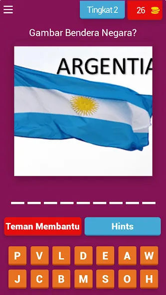 Tebak Gambar Bendera — взломанная версия, Открыты все уровни и подсказки — скриншот 3 Tebak Gambar Bendera — взломанная версия, Открыты все уровни и подсказки — скриншот 3