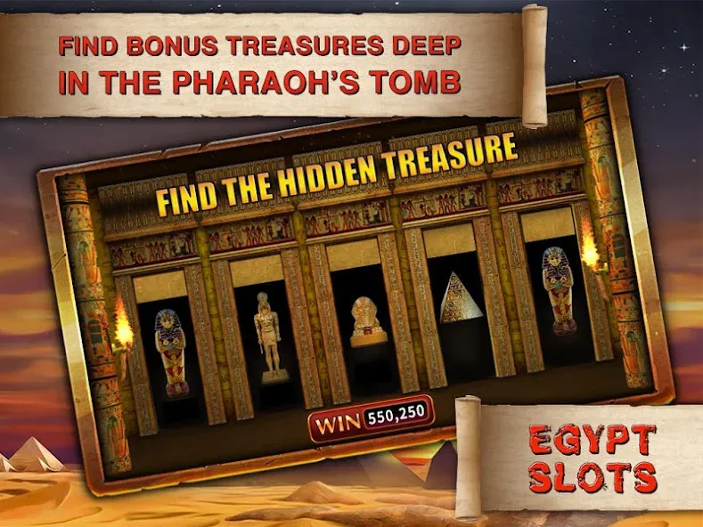 Egypt Slots Casino Machines — скачать мод: Безлимитные монеты и бонусы — скриншот 1