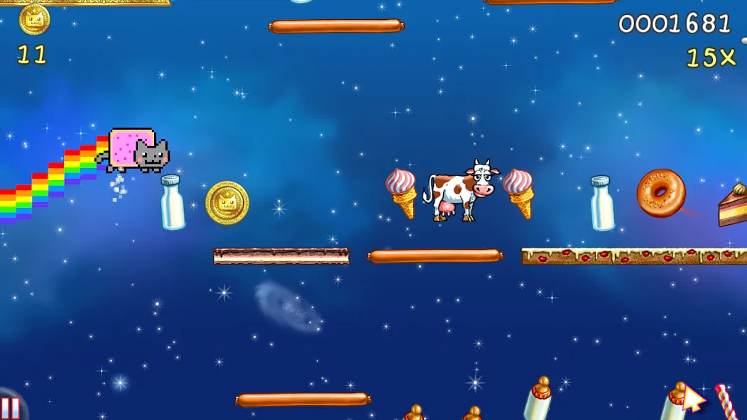 Nyan Cat: Lost In Space MOD APK скачать на Андроид — Безлимитные монеты и все бонусы — скриншот 1