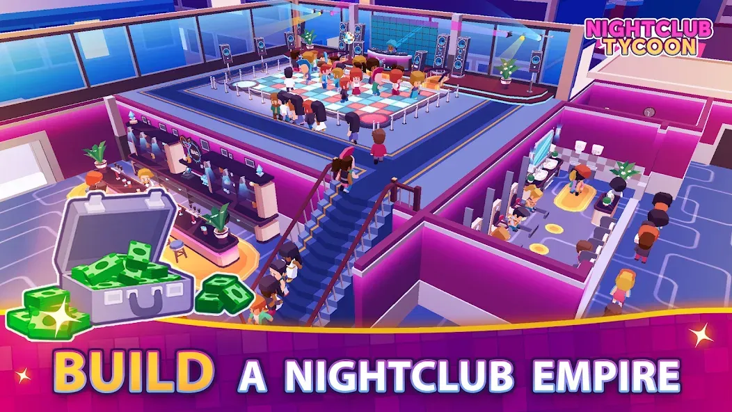 Nightclub Tycoon: Idle Empire на телефон — скачать мод: Безлимитные деньги и энергия — скриншот 1 Nightclub Tycoon: Idle Empire на телефон — скачать мод: Безлимитные деньги и энергия — скриншот 1