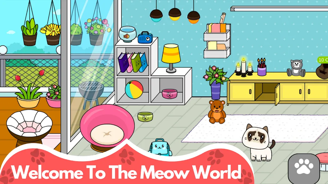 Скачать My Cat Town - Cute Kitty Games — Много монет и все предметы открыты — скриншот 1