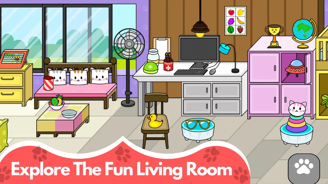 Скачать My Cat Town - Cute Kitty Games — Много монет и все предметы открыты — скриншот 2