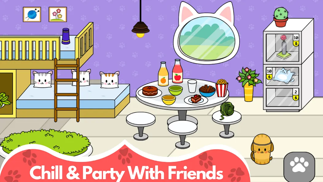 Скачать My Cat Town - Cute Kitty Games — Много монет и все предметы открыты — скриншот 3