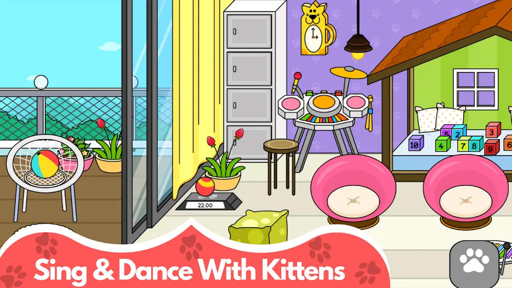 Скачать My Cat Town - Cute Kitty Games — Много монет и все предметы открыты — скриншот 4
