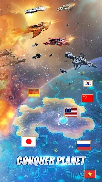 Galaxy Battleship — скачать мод: Безлимитные ресурсы и мощный флот — скриншот 4