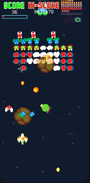 Galaxiga Retro Arcade Action — последняя версия с модом (Безлимитные деньги и усиленное оружие) — скриншот 2 Galaxiga Retro Arcade Action — последняя версия с модом (Безлимитные деньги и усиленное оружие) — скриншот 2