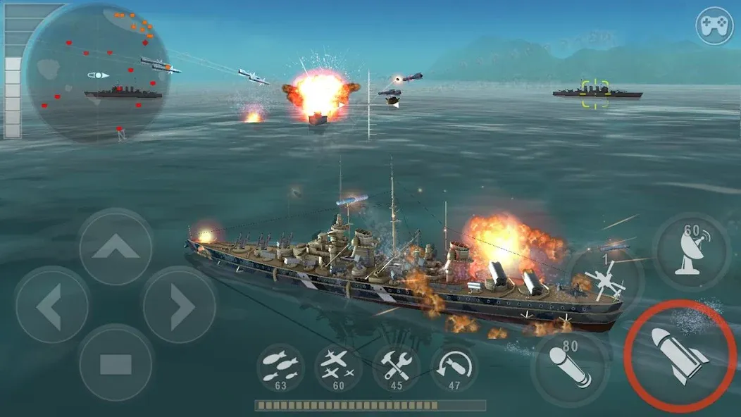 WARSHIP BATTLE:3D World War II — Безлимитные деньги и боеприпасы, скачать мод APK — скриншот 1