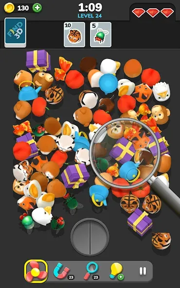 Find 3D - Match 3D Items (Мод: Безлимитные подсказки и пропуски) — скачать на Андроид — скриншот 3