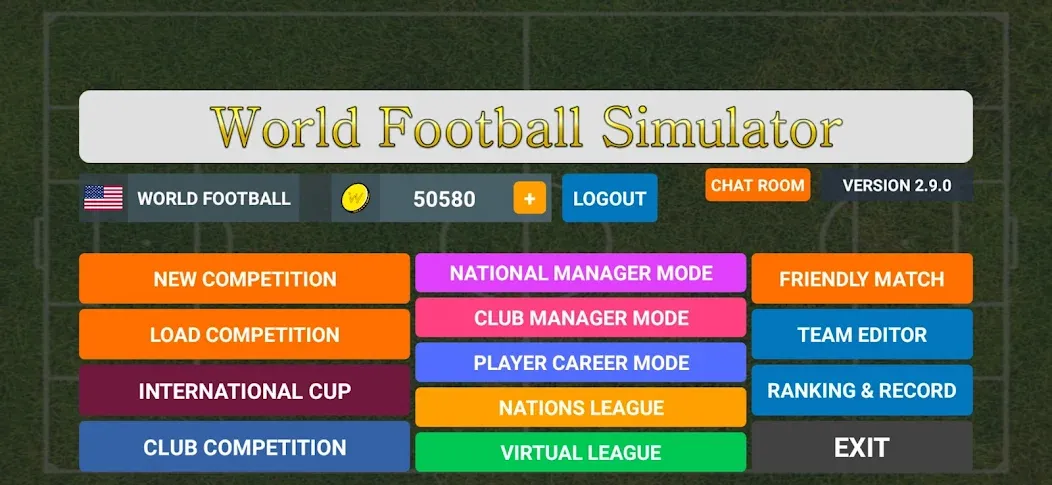 World Football Simulator на телефон — скачать мод: Безлимитные деньги и все команды — скриншот 1 World Football Simulator на телефон — скачать мод: Безлимитные деньги и все команды — скриншот 1