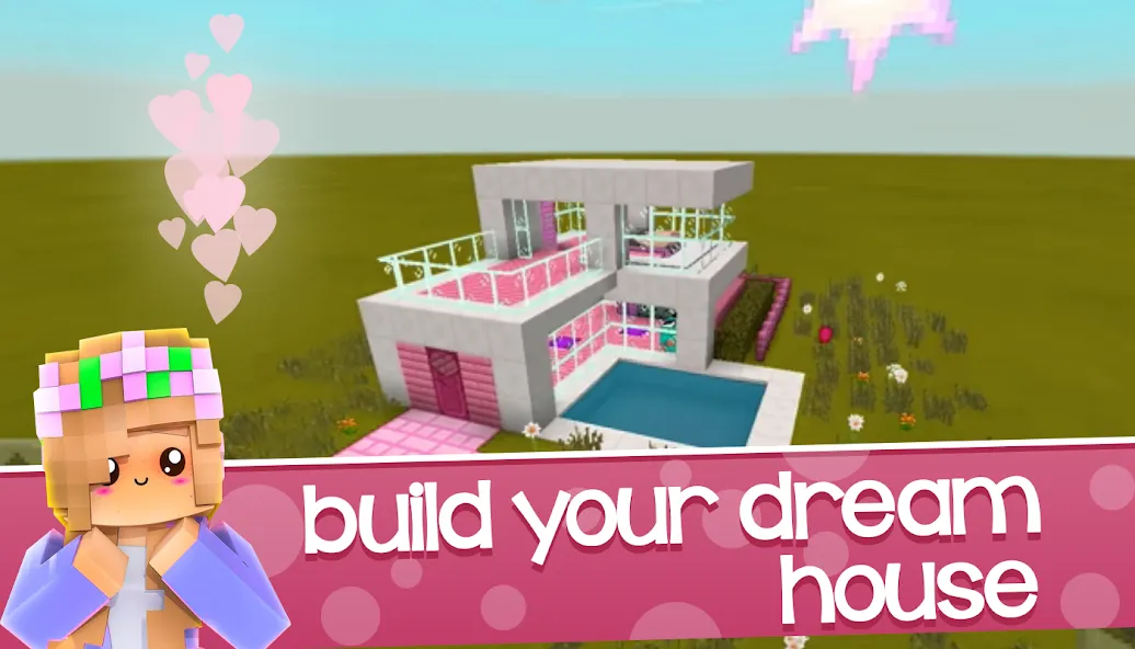 Kawaii Craft World MOD APK скачать на Андроид — Милые блоки и безграничное строительство — скриншот 1