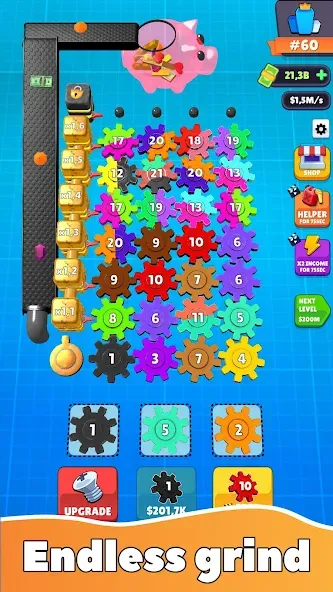 Скачать мод Gear Clicker — Безлимитные монеты и ускоренная прокачка — скриншот 2