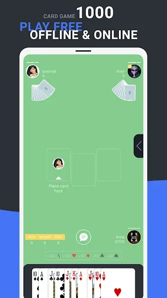 1000 (Thousand] Card game — взломанная версия, Безлимитные деньги и все карты открыты — скриншот 1