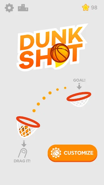 Dunk Shot MOD APK скачать на Андроид — Безлимитные деньги и мячи — скриншот 1 Dunk Shot MOD APK скачать на Андроид — Безлимитные деньги и мячи — скриншот 1
