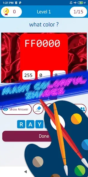 Guess the color game (Мод: Безлимитные подсказки и попытки) — скачать на Андроид — скриншот 4 Guess the color game (Мод: Безлимитные подсказки и попытки) — скачать на Андроид — скриншот 4
