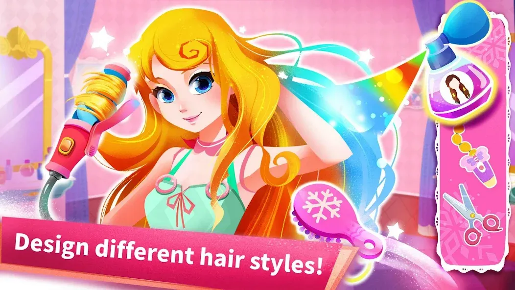 Little Panda: Princess Salon на телефон — скачать мод: Все наряды и аксессуары открыты — скриншот 3