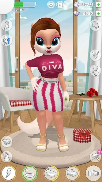 Talking Cat Kimmy Superstar — скачать мод: Безлимитные монеты и все наряды — скриншот 1