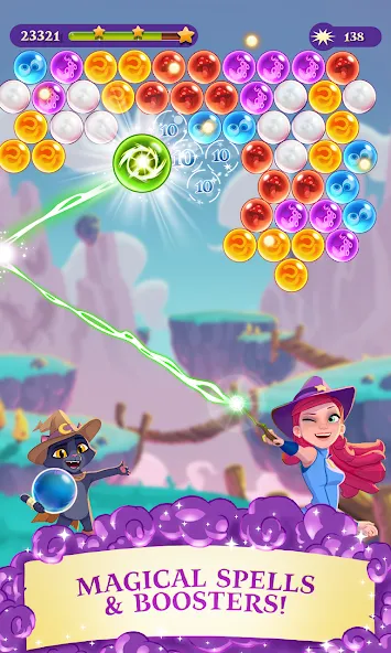 Bubble Witch 3 Saga — Безлимитные жизни и усилители, скачать мод APK — скриншот 2 Bubble Witch 3 Saga — Безлимитные жизни и усилители, скачать мод APK — скриншот 2