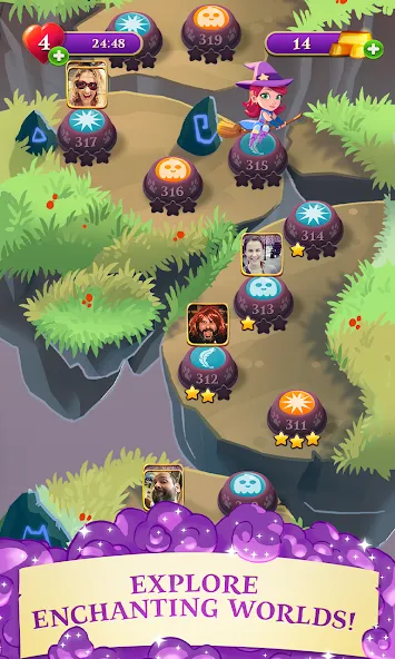 Bubble Witch 3 Saga — Безлимитные жизни и усилители, скачать мод APK — скриншот 4 Bubble Witch 3 Saga — Безлимитные жизни и усилители, скачать мод APK — скриншот 4