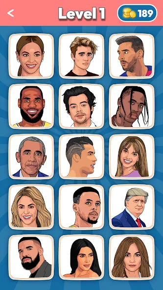 Guess the Celebrities на телефон — скачать мод: Открыты все знаменитости и уровни — скриншот 1 Guess the Celebrities на телефон — скачать мод: Открыты все знаменитости и уровни — скриншот 1