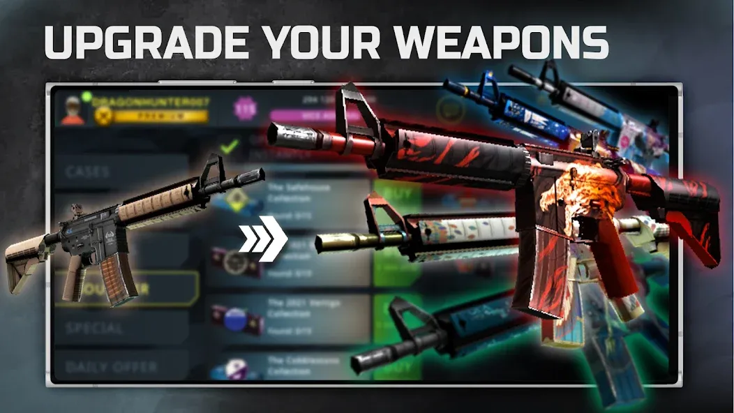 Case Chase: Simulator for CSGO MOD APK скачать на Андроид — Безлимитные деньги и редкие скины — скриншот 4 Case Chase: Simulator for CSGO MOD APK скачать на Андроид — Безлимитные деньги и редкие скины — скриншот 4