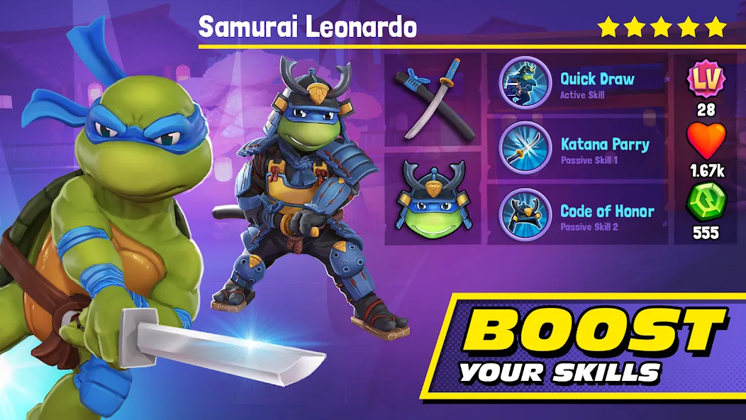 TMNT: Mutant Madness — последняя версия с модом (Безлимитные ресурсы и усиленные герои) — скриншот 2 TMNT: Mutant Madness — последняя версия с модом (Безлимитные ресурсы и усиленные герои) — скриншот 2
