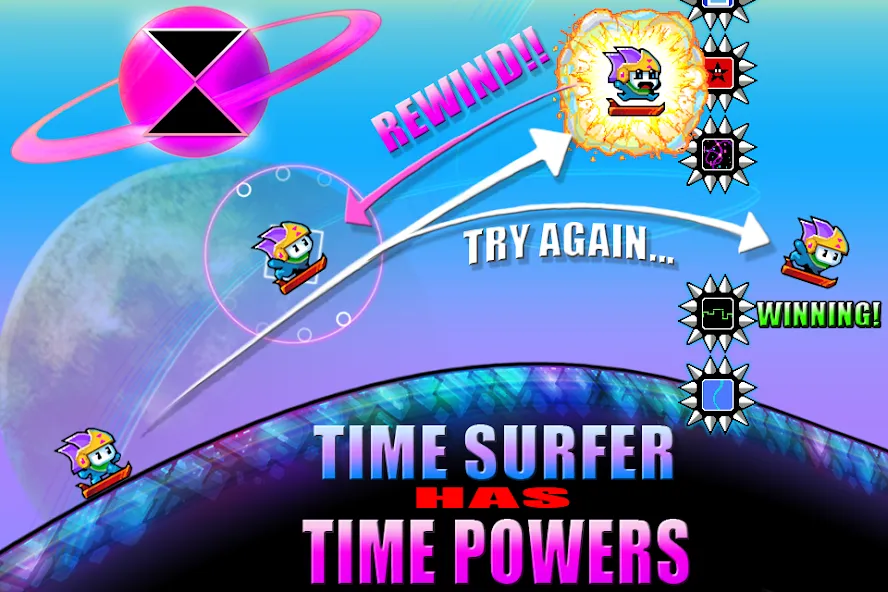 Time Surfer — взломанная версия, Безлимитные жизни и ускорение времени — скриншот 2