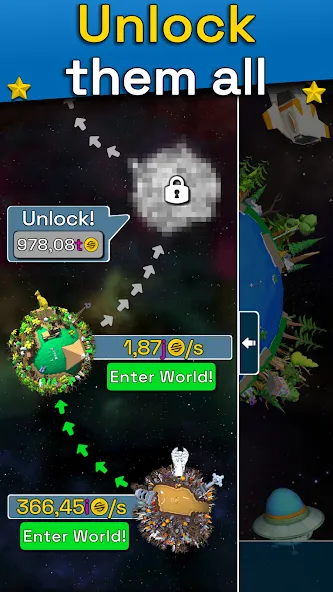 Planet Evolution: Idle Clicker на телефон — скачать мод: Безлимитные ресурсы и ускоренное развитие — скриншот 5