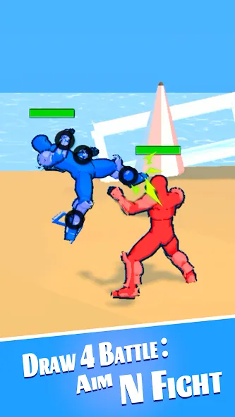 Скачать Draw 4 Battle: Aim N Fight на Андроид с модом — Безлимитные деньги и патроны — скриншот 1