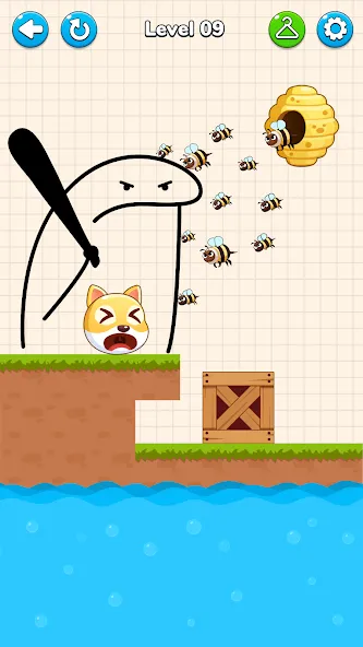 Draw to Save - Save the Dog взлом на Андроид — Без рекламы и все уровни открыты — скриншот 1 Draw to Save - Save the Dog взлом на Андроид — Без рекламы и все уровни открыты — скриншот 1