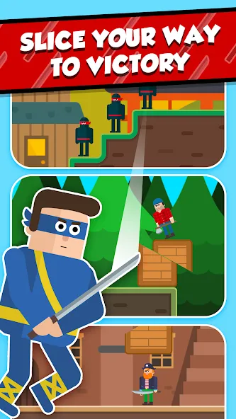 Mr Ninja - Slicey Puzzles взломанный APK — Безлимитные подсказки и открыты все уровни — скриншот 4 Mr Ninja - Slicey Puzzles взломанный APK — Безлимитные подсказки и открыты все уровни — скриншот 4