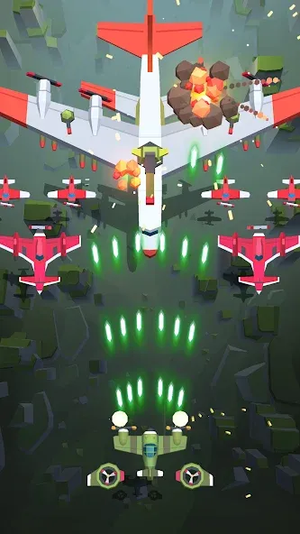 Burning Sky: Aircraft Combat бесплатно на Андроид — мод: Безлимитные ресурсы и мощное оружие — скриншот 2
