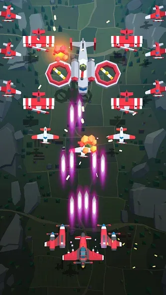 Burning Sky: Aircraft Combat бесплатно на Андроид — мод: Безлимитные ресурсы и мощное оружие — скриншот 4