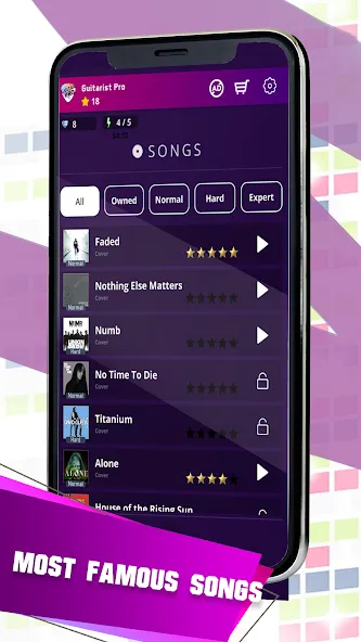 Guitarist 2: Guitar Music Game — Идеальный ритм и все песни, скачать мод APK — скриншот 2 Guitarist 2: Guitar Music Game — Идеальный ритм и все песни, скачать мод APK — скриншот 2