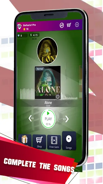 Guitarist 2: Guitar Music Game — Идеальный ритм и все песни, скачать мод APK — скриншот 4 Guitarist 2: Guitar Music Game — Идеальный ритм и все песни, скачать мод APK — скриншот 4