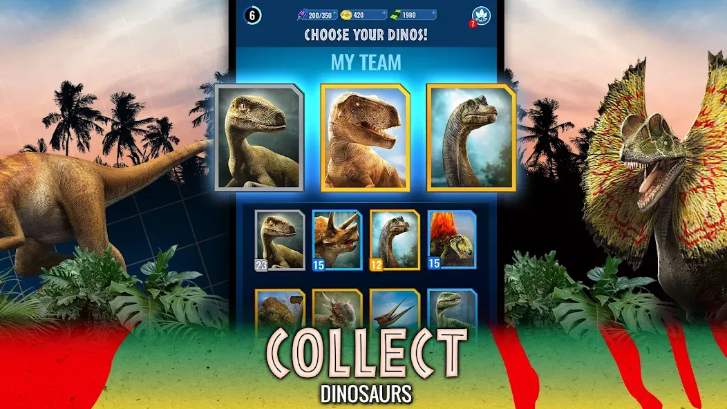 Мод Jurassic World Alive — Безлимитные ресурсы и открыты все динозавры, скачать APK — скриншот 4